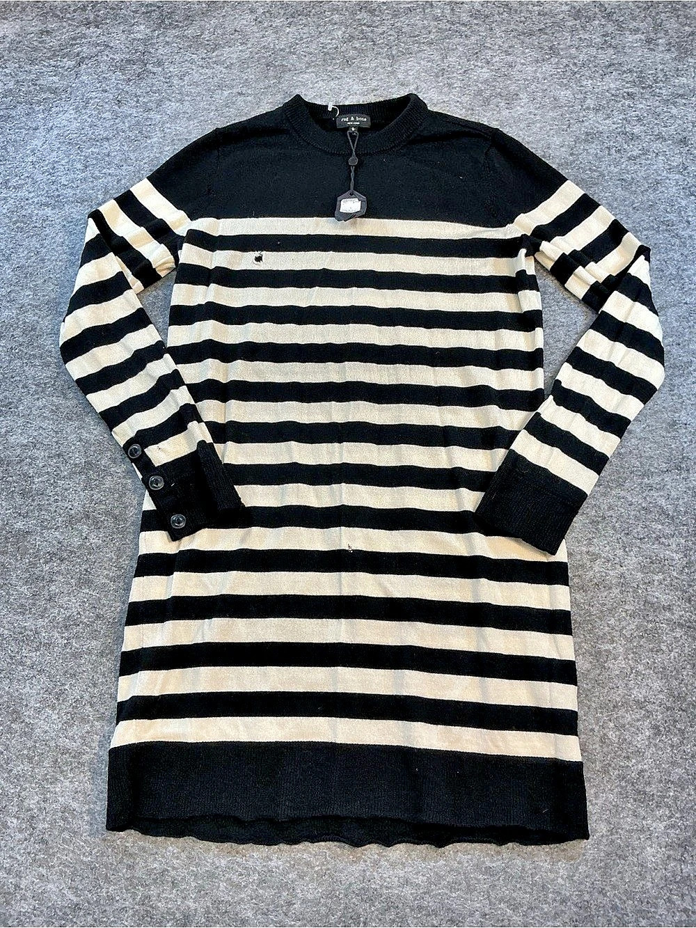 rag & bone Lilian Striped Sweater Dress Black & Cream Large